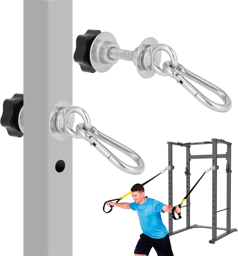 Vatemechie Set of 2 Heavy-Duty Stainless Steel Power Rack Attachments with Quick-Connect Buckles, Fits 2" x 2" or 3" x 3" Racks with 1/2" or 1" Holes, Wobble-Free and Secure Fit - Image 1